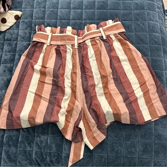 Madewell High Rise Belted Paperbag Shorts in Rainbow Stripe - Picture 5 of 7